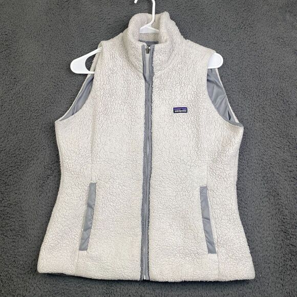 Patagonia Womens Vest large Beige Gray Los Lobos Reversible 25205 FA13 - Picture 9 of 12